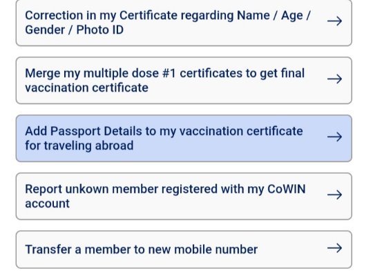 add passport details to my vaccination certificate for traveling abroad 
