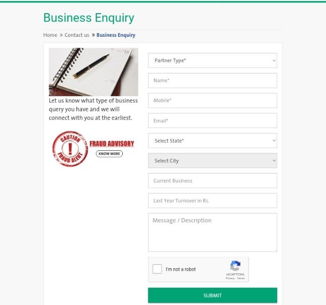 business enquiry form submit