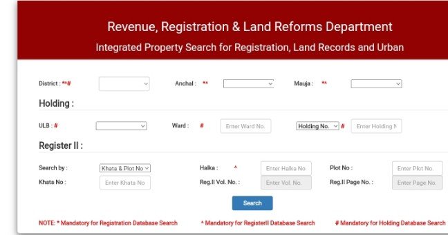 integrated property search for registration, land records and urban