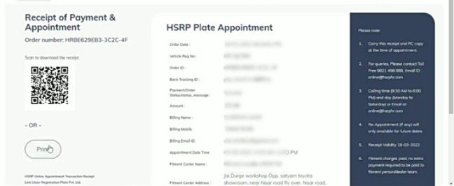 HSRP Plate Appointment