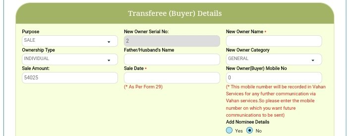transferee (buyer) details 