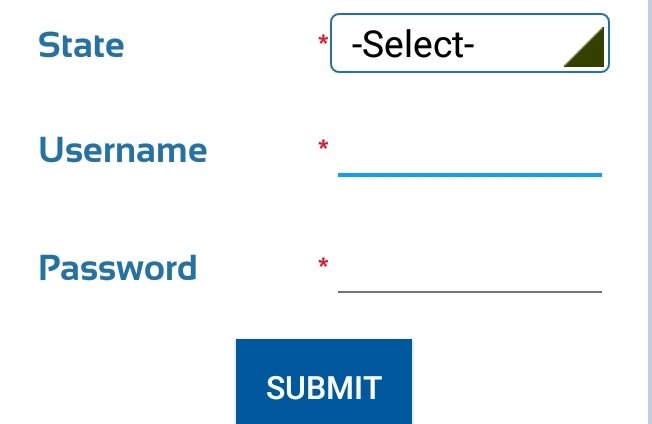 state select, username, password