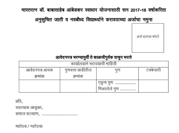 Swadhar Yojana Maharashtra application form