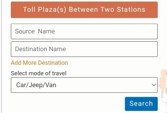source name, destination name, select mode of travel, search 