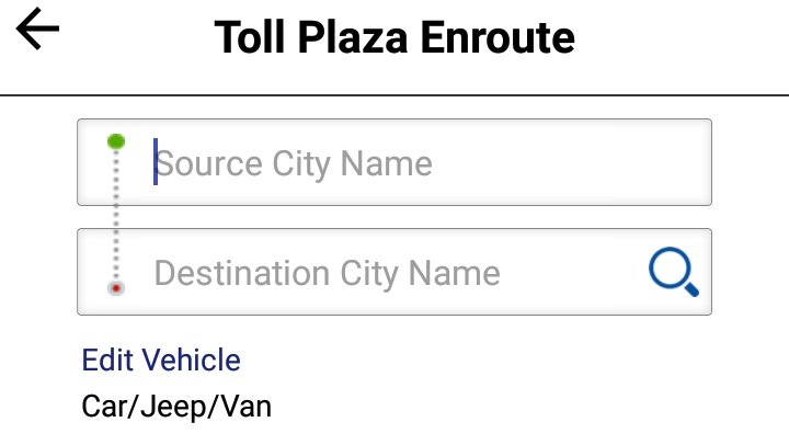 toll plaza enroute- source city name, destination city name, 