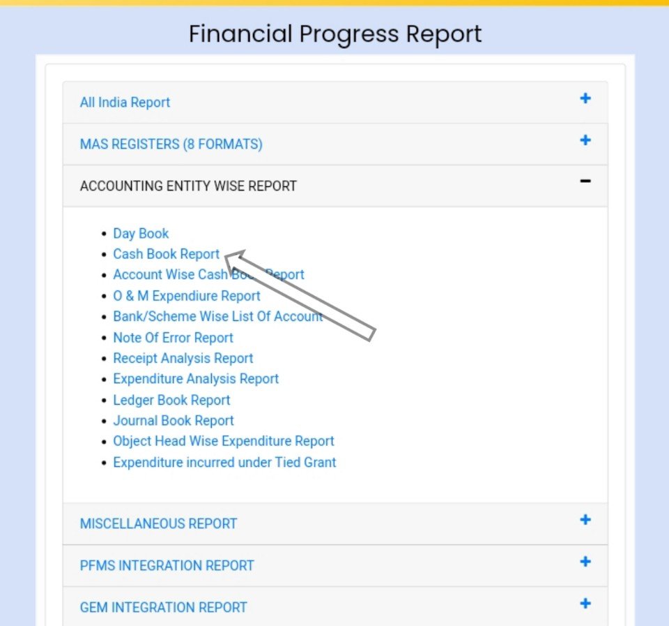 financial progress report-cash book report