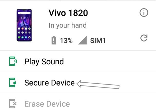 Google find my device - secure device