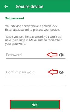 secure device set password 