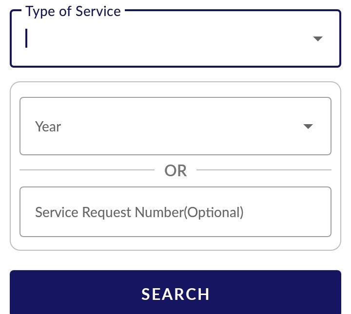 Type of service and year select