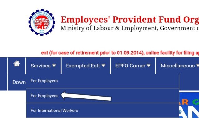 EPFO - For Employees click here