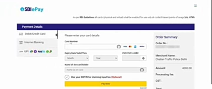 debit card details & otp verify