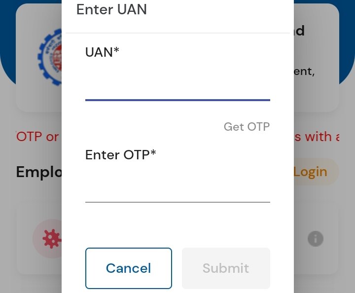 enter uan number, enter otp, click submit