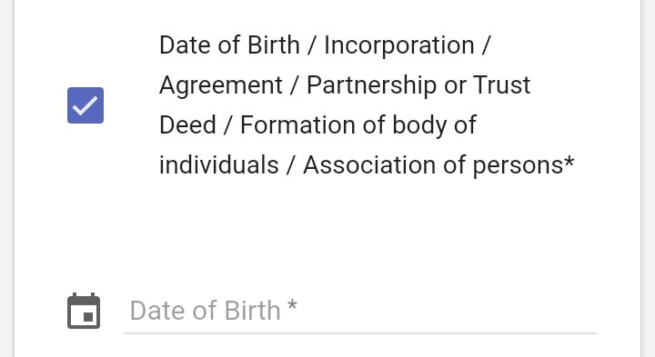 date of birth/incorporation/agreement 