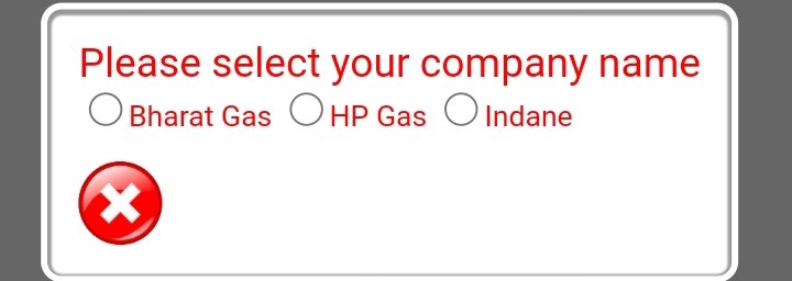 please your company name select bharat gas/hp gas/indane