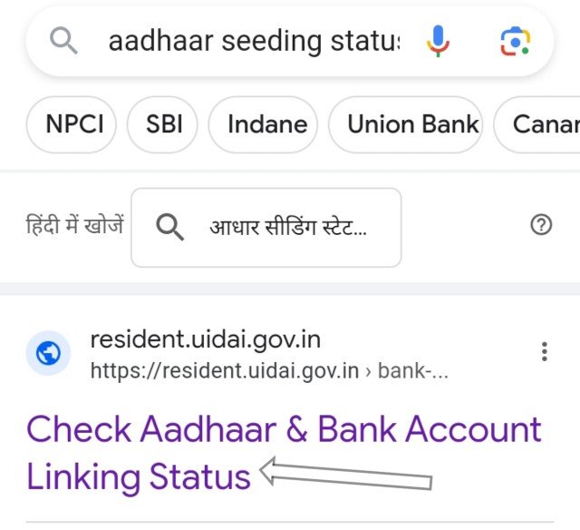 check aadhar bank account linking status