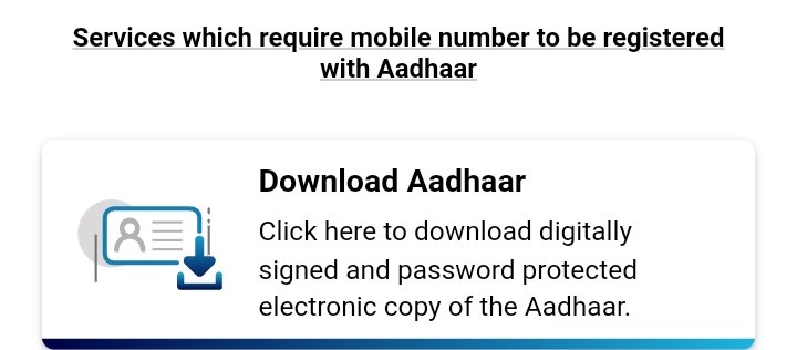 services which require mobile number to be registed with aadhaar