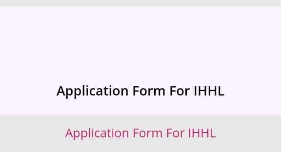 Application Form For IHHL