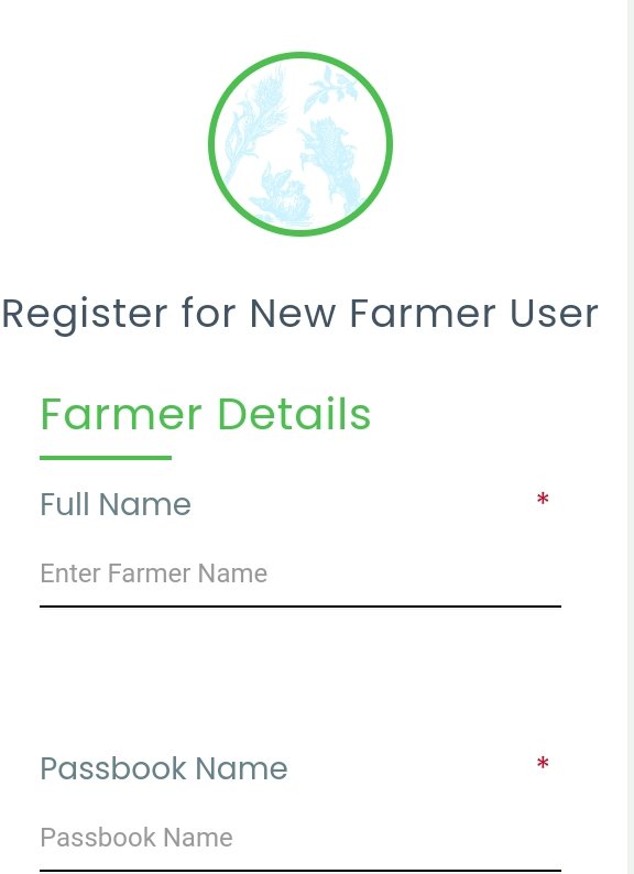 Register for new farmer user